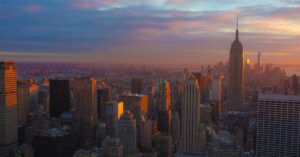 NYC skyline at sunrise
