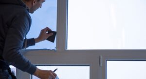 applying solar window film to interior house windows in New York City