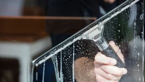 a window being cleaned