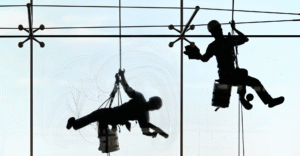 Our Team Cleaning High -Rise Windows