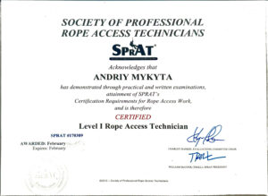 andriy-mykyta-sprat-level-1-rope-access-certificate